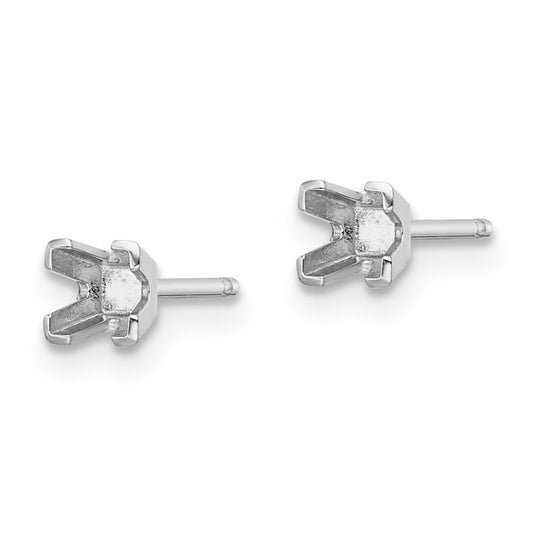 Shop 14K White Gold 3mm Princess Cut Stud Earring Settings - Stylish Value!