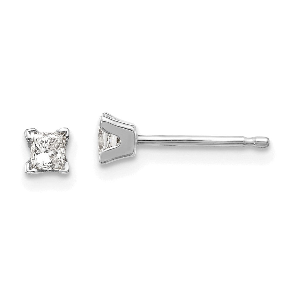 High-Quality 14K White Gold Diamond Earrings Set - Stylish Princess Cut Design