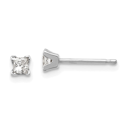 High-Quality 14K White Gold Diamond Earrings Set - Stylish Princess Cut Design
