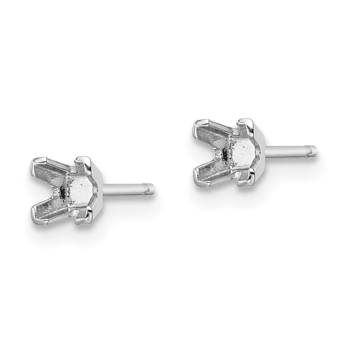 Exclusive 14K White Gold Princess Cut Stud Earring Settings - 3.25mm, Luxury Value-2