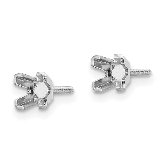 Exclusive 14K White Gold 3.5mm Princess Cut Stud Earring Settings - Stylish Value