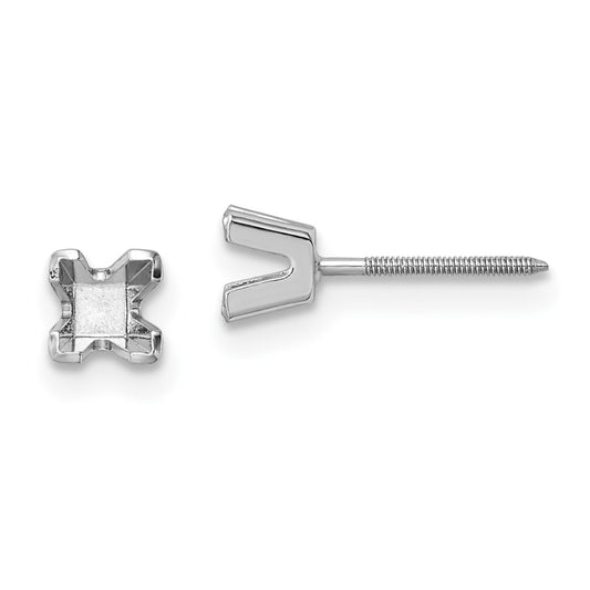 Exclusive 14K White Gold 3.5mm Princess Cut Stud Earring Settings - Stylish Value