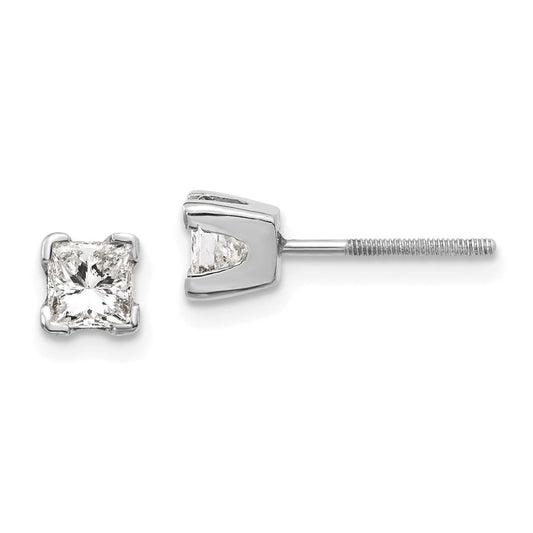 High-Quality 14K White Gold Princess Cut Diamond Earrings - Stylish Complete Set