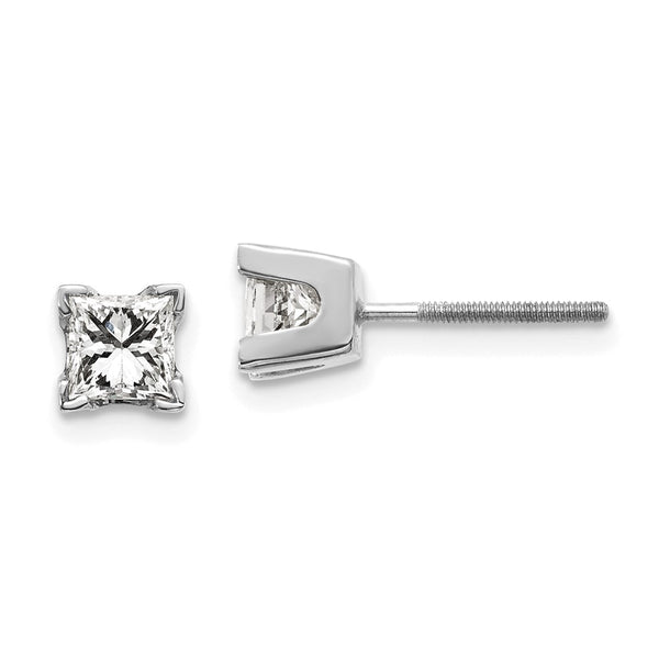 14K White Gold Full Princess Cut Diamond Earrings
