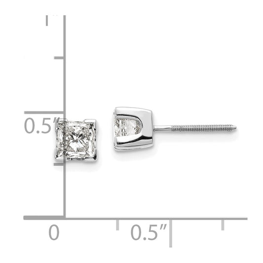 Buy 14K White Gold 1ct AA Quality Princess Cut Diamond Earrings Set - Stylish Value