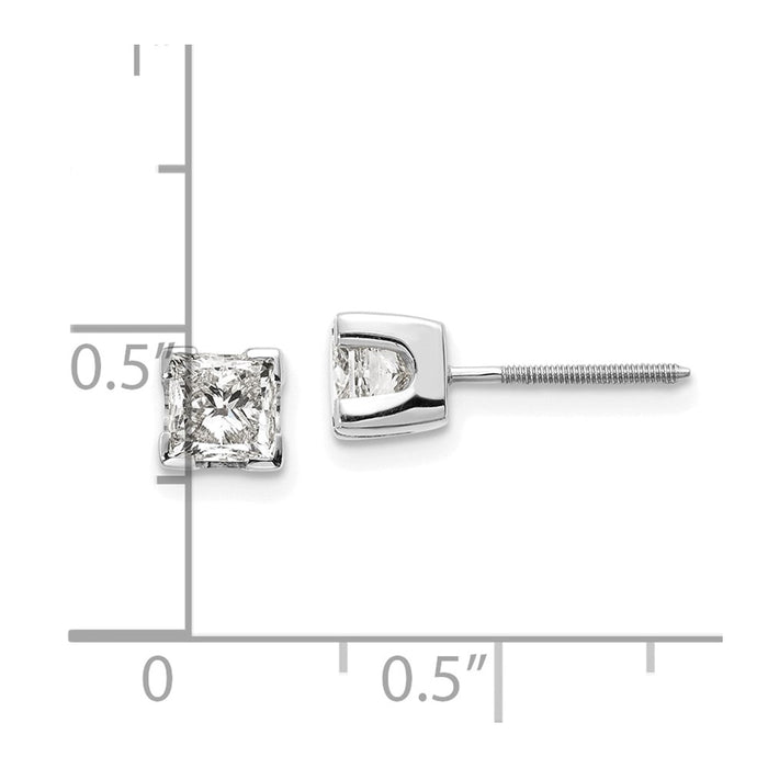 Buy 14K White Gold 1ct AA Quality Princess Cut Diamond Earrings Set - Stylish Value-2
