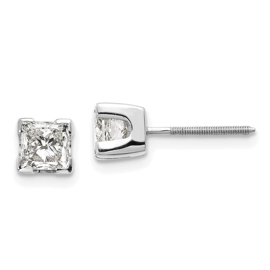 Buy 14K White Gold 1ct AA Quality Princess Cut Diamond Earrings Set - Stylish Value