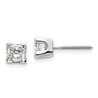 Buy Exclusive 1ct AAA Quality Princess Cut Diamond Earrings in 14K White Gold