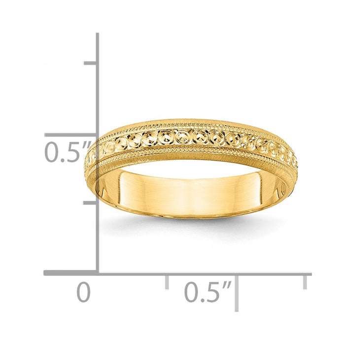 High-Quality 14K Gold 3mm Etched Wedding Band - Stylish Size 6 Value Deal-3