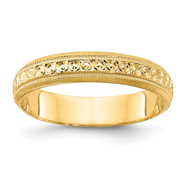 14K Gold 3mm Etched Wedding Band Ring