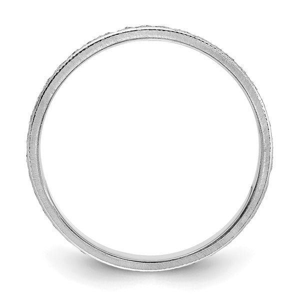 14K White Gold 3.75mm Etched Wedding Band