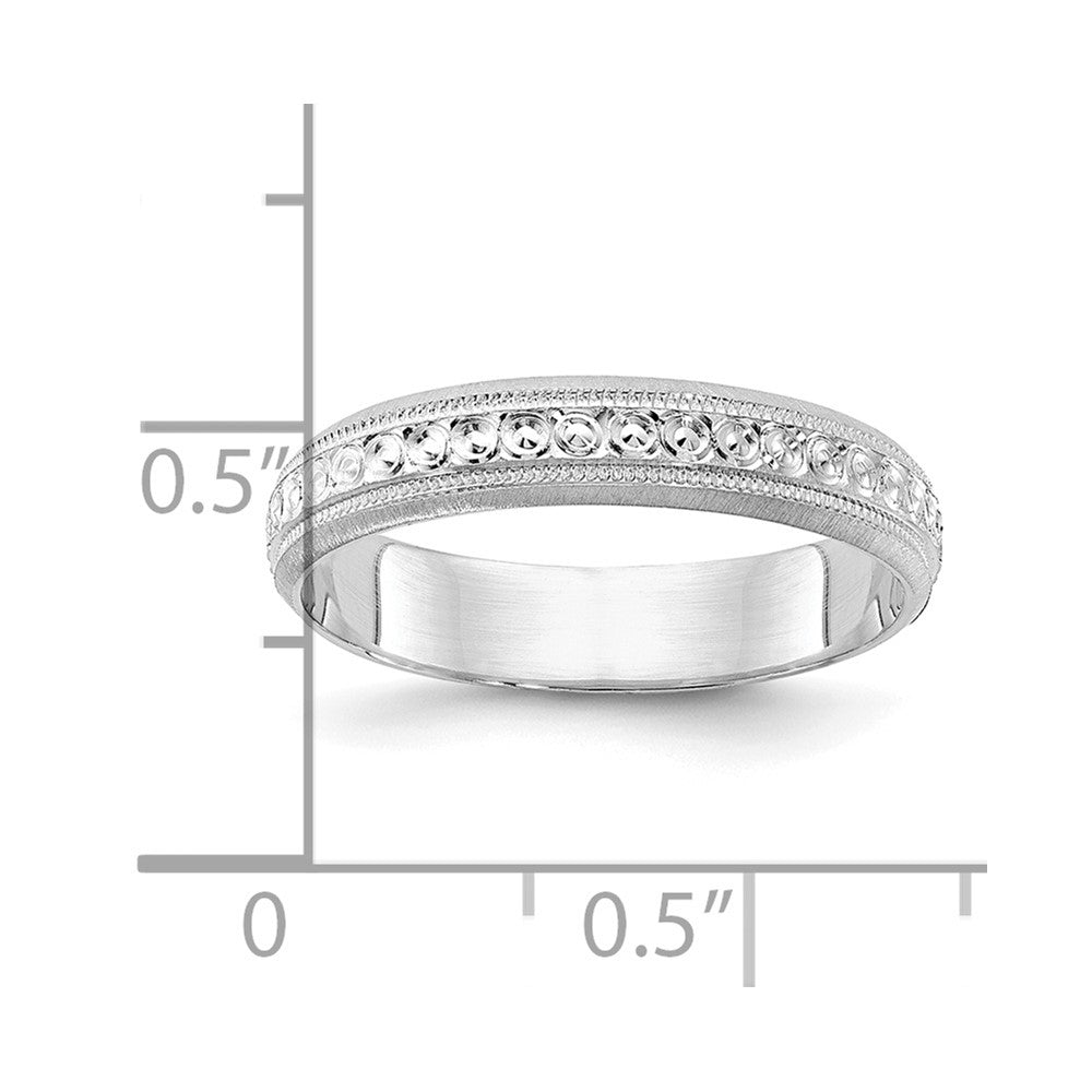 Shop 14K White Gold Wedding Band 3.75mm - Stylish Etched Design, Size 5.5