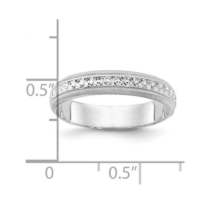 Shop 14K White Gold Wedding Band 3.75mm - Stylish Etched Design, Size 5.5-3