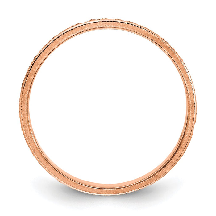 High-Quality 14K Rose Gold 3mm Etched Wedding Band - Size 8.5, Stylish & Affordable-2