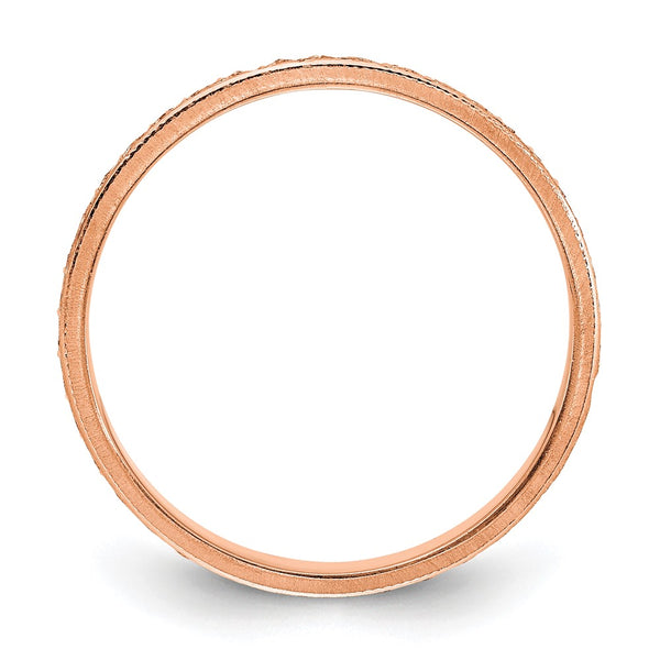 14K Rose Gold Wedding Band - 3mm Etched