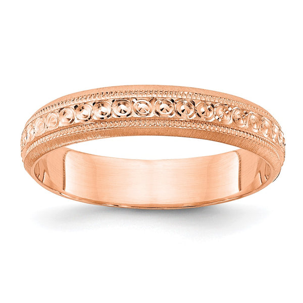 14K Rose Gold Wedding Band - 3mm Etched