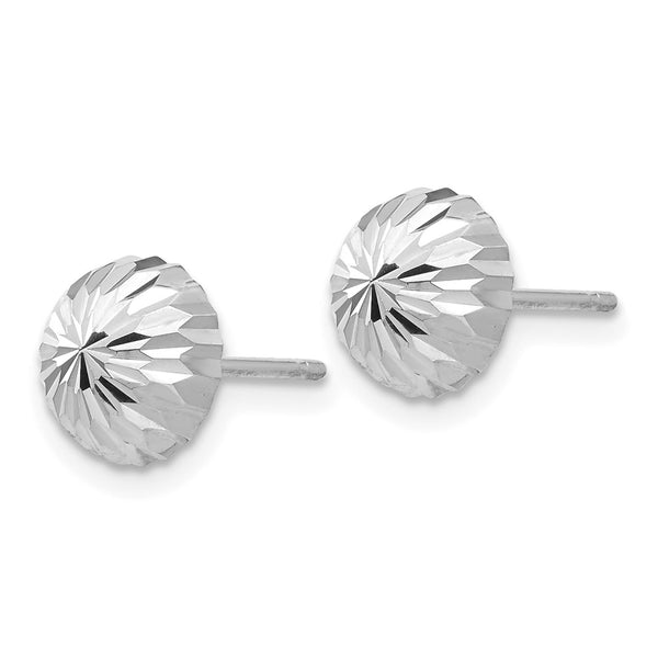 14K White Gold Diamond-Cut Half Ball Stud Earrings - Style GR1-1020758