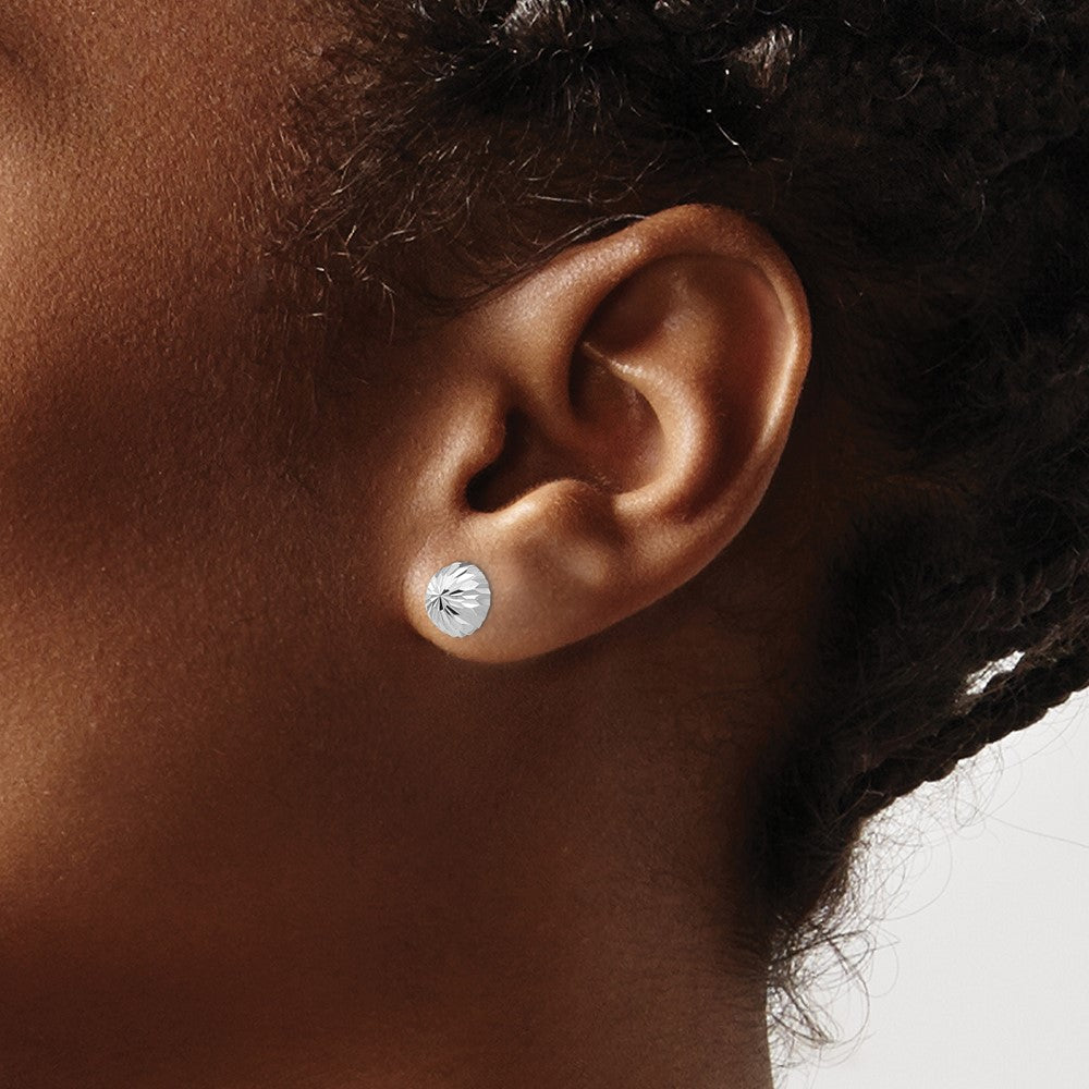 Shop 14K White Gold Diamond-Cut Half Ball Stud Earrings - Stylish Value!