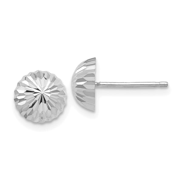 14K White Gold Diamond-Cut Half Ball Stud Earrings - Style GR1-1020758