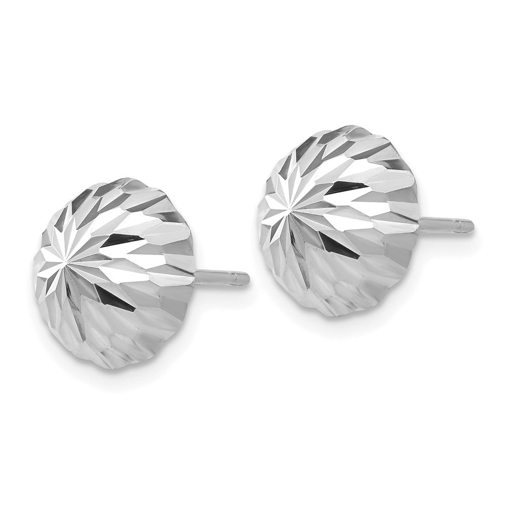Exclusive 14K White Gold Diamond-Cut Half Ball Stud Earrings - Stylish Value!