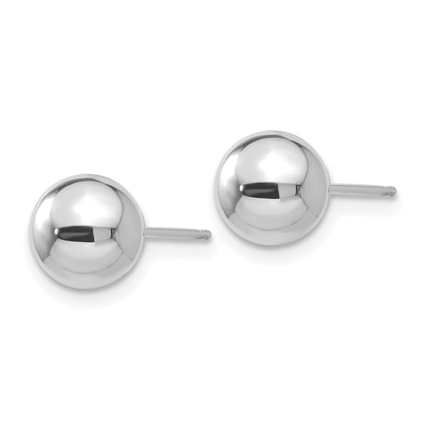 14K White Gold Polished 7mm Round Ball Stud Earrings