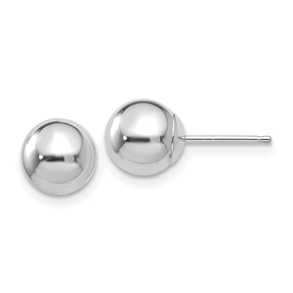 14K White Gold Polished 7mm Round Ball Stud Earrings