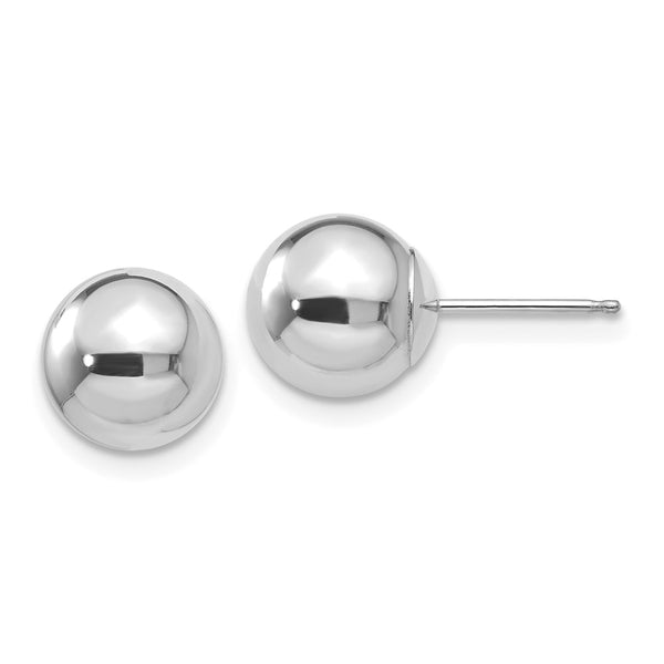 8mm Polished Ball Post Earrings in 14K White Gold