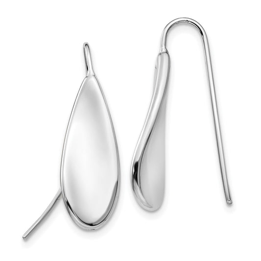 High-Quality 14K White Gold Curved Teardrop Earrings - Stylish & Affordable!
