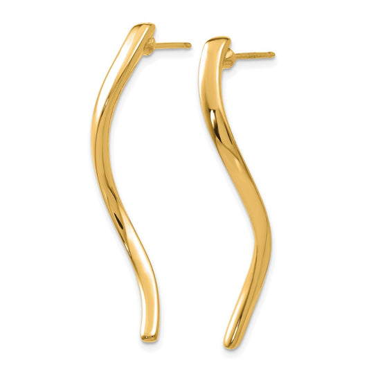 Exclusive 14K Gold Long Curled Drop Earrings - Stylish & Affordable Luxury