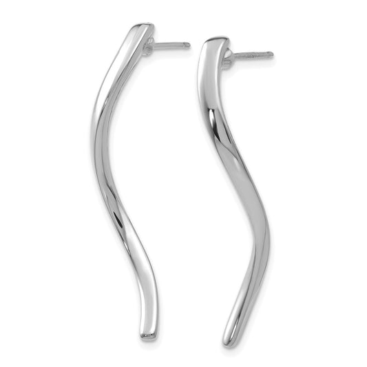 Exclusive 14K White Gold Long Curved Drop Earrings - Stylish & Affordable!