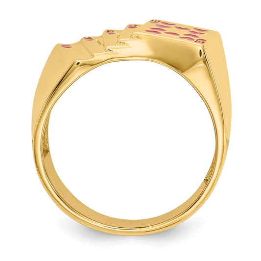 Exclusive 14K Gold Enamel Royal Flush Hearts Men's Ring - Stylish Luxury!