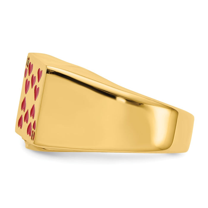 Exclusive 14K Gold Enamel Royal Flush Hearts Men's Ring - Stylish Luxury!-4