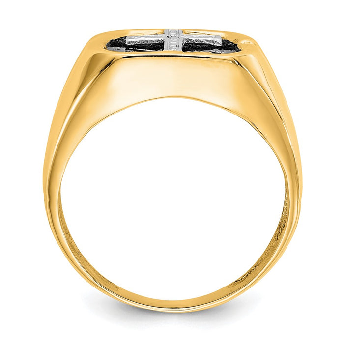 Shop Exclusive 14K Gold Men's Cross Ring with AA Diamonds - Stylish Value-2