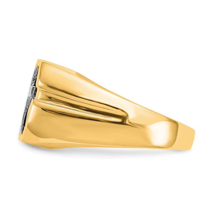 Shop Exclusive 14K Gold Men's Cross Ring with AA Diamonds - Stylish Value-3