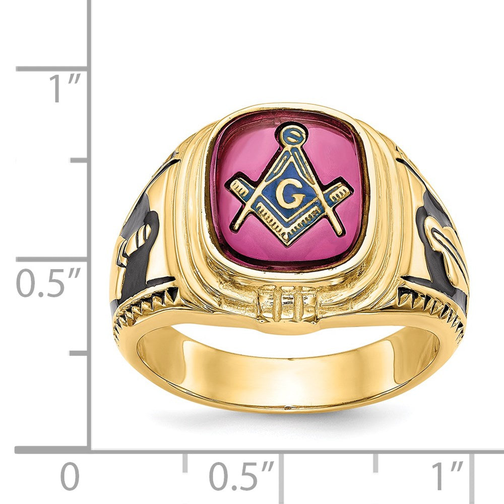 Shop 14K Men's Masonic Ring - Stylish Black Enamel & Lab-Created Ruby, 8mm