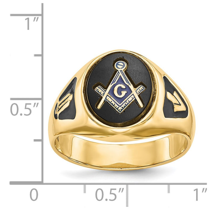 Buy Exclusive 14K Men's Masonic Ring, Polished Finish, Onyx Stone, Stylish Design-6