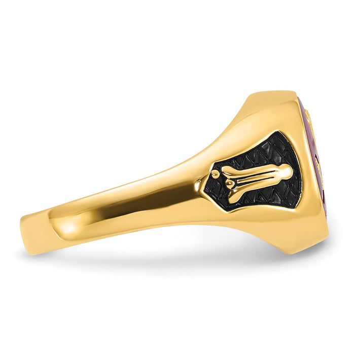 Shop High-Quality 14K Men's Masonic Ring, Stylish with Ruby & Black Enamel-8