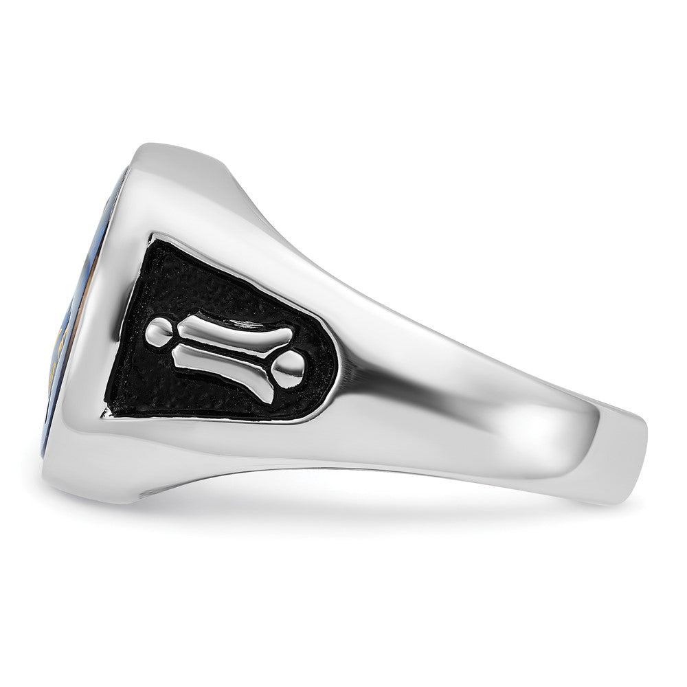 Shop Stylish Men's 14K White Gold Masonic Ring with Blue Spinel & Enamel