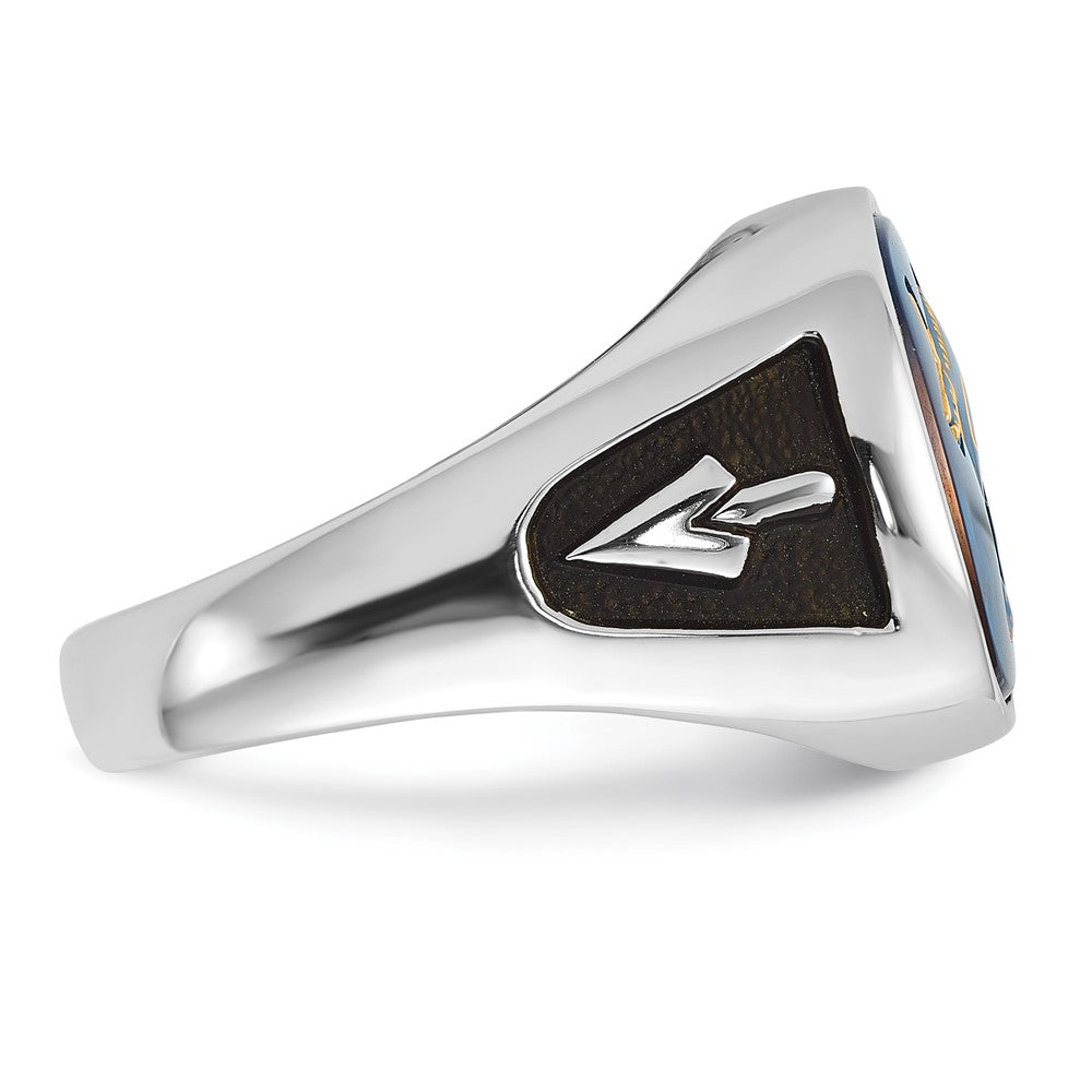 Shop Stylish Men's 14K White Gold Masonic Ring with Blue Spinel & Enamel