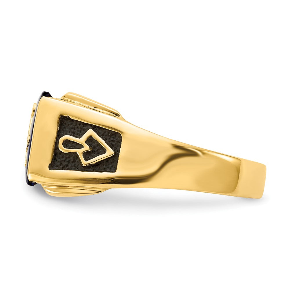 Exclusive 14K Men's Masonic Ring - Stylish Polished & Textured Finish, Diamonds