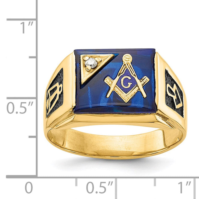Shop High-Quality 14K Men's Masonic Ring - Stylish Black Enamel & Diamonds-8