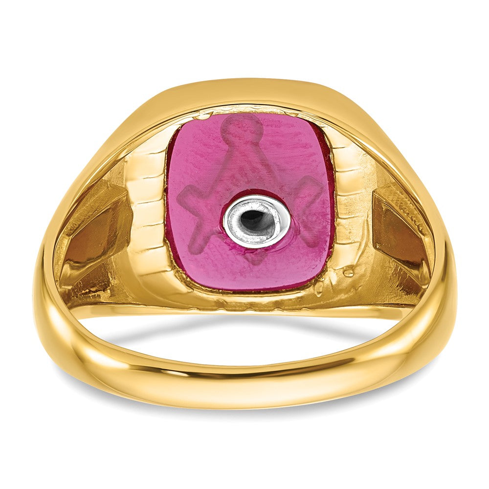 Shop Exclusive 14k Men's Masonic Ring | Polished Finish, Black Enamel, Ruby