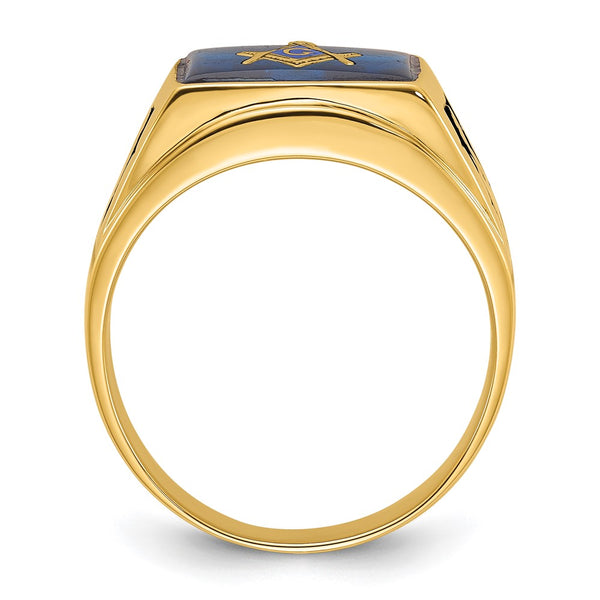 14K Men's Masonic Ring - Polished, Textured - Style GR1-1015347