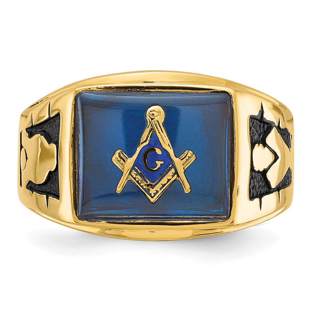 Buy High-Quality 14K Men's Masonic Ring - Stylish Polished, Textured Finish