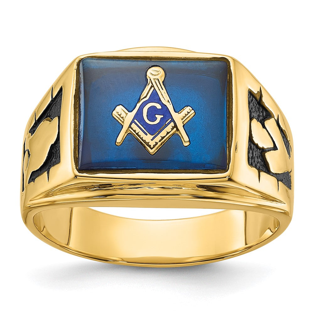 Buy High-Quality 14K Men's Masonic Ring - Stylish Polished, Textured Finish
