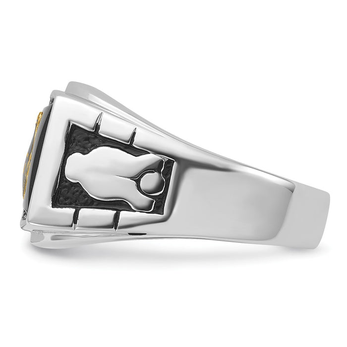 Shop Stylish Men's 14K White Gold Masonic Ring - Polished, Textured Finish, Onyx-4