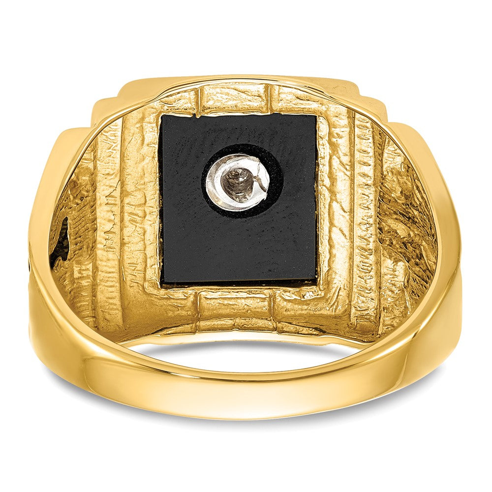 High-quality 14K Men's Masonic Ring with Onyx Accents - Stylish & Affordable