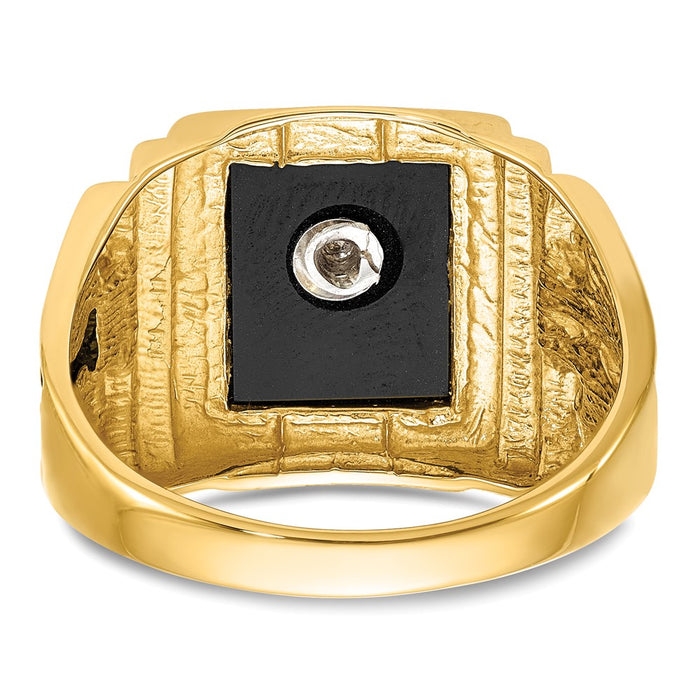 High-Quality Men's 14K White Gold Masonic Ring with Onyx, Stylish Finish-5