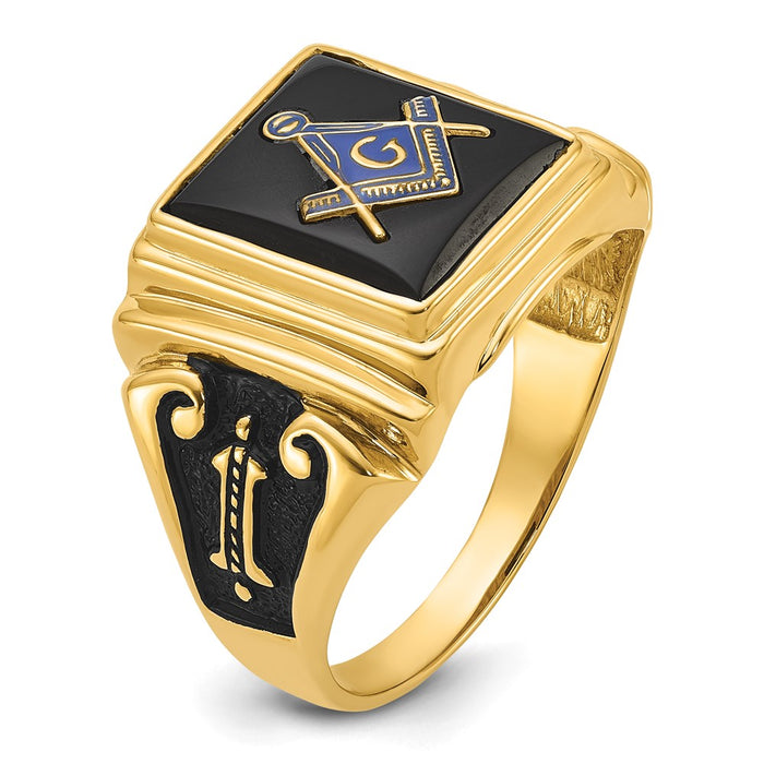 High-quality 14K Men's Masonic Ring with Onyx Accents - Stylish & Affordable-8