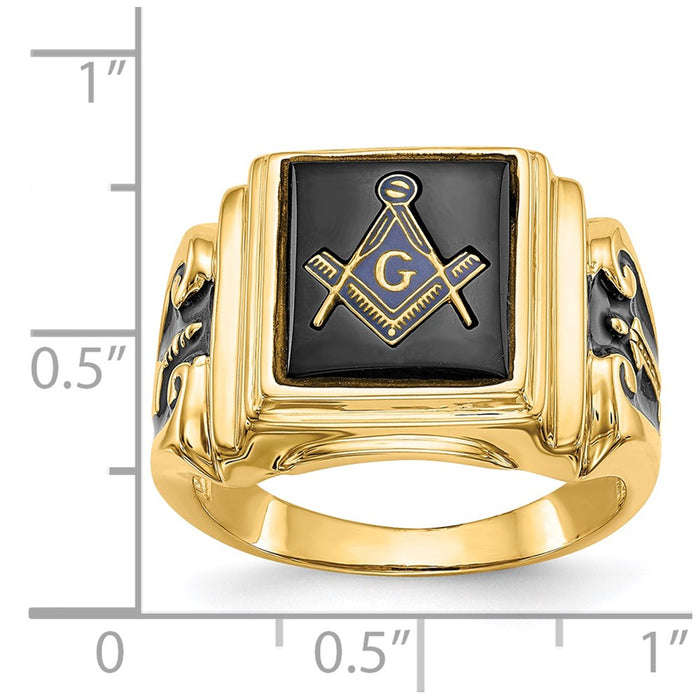 High-quality 14K Men's Masonic Ring with Onyx Accents - Stylish & Affordable-6